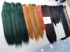 Extensions de cheveux naturels lisses pour femmes, style vietnamien, vierges, avec trame de couleur à la mode, - Product Image 5
