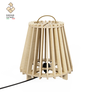 Bellissima lampada da tavolo interamente in legno di betulla naturale e ad incastro 12mm Made in Italy di WLLALLA design. - Product Image 1