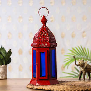 Farol decorativo de metal/vidrio marroquí, hecho a mano, color personalizado, para decoración del hogar, la mejor calidad - Product Image 5