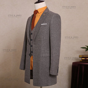 Manteau homme Steve & James de qualité supérieure, en laine respirante, col cranté, coupe ajustée, simple boutonnage, fabriqué à la main en Thaïlande - Product Image 5