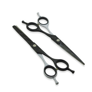 Ensemble de ciseaux de Salon professionnel 6.5 cisailles amincissantes en acier inoxydable noir et blanc de haute qualité pour extensions de cheveux - Product Image 3