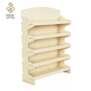 Miglior espositore in legno realizzato in italia in compensato di betulla per negozi e supermercati. Forme quadrate e stampe larghe - Product Image 1