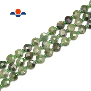 Top Quality 8mm Nephrite Jade Faceted Flat Square Gemstone Loose Beads for Jewelry Making