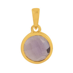 Colgante de piedras preciosas de amatista de Plata de Ley 925 chapado en oro clásico Simple de moda con ajuste de bisel para accesorio de regalo - Product Image 1