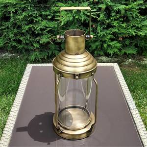<b>Large</b> Vintage Style French Brass Hanging Light <b>Lantern</b> and Bracket - Product Image 1