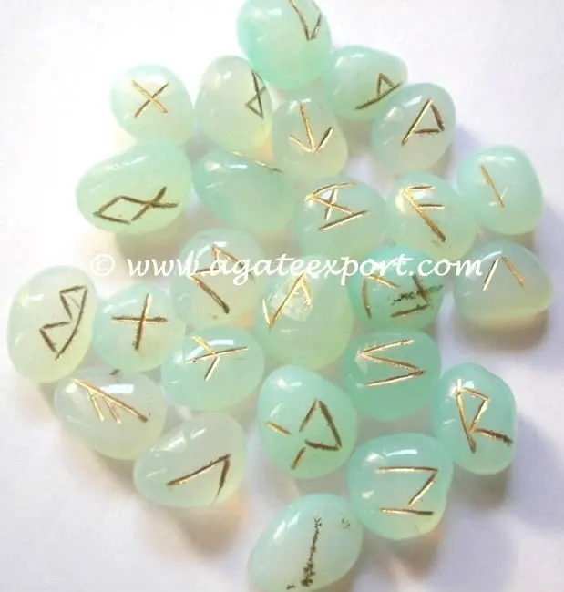 Batu penyembuh alam harga rendah Dekorasi Rumah Aqua Onyx Set Rune grosir Set Rune