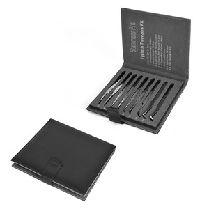 Pinzas de cejas profesionales de alta calidad, acero inoxidable con agarre de diamante, juego de 9 piezas - Product Image 6