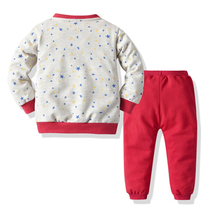 Baby Girls Cotton Tracksuit Set With Star Print Zipper Jacket And Red Joggers Casual Spring Outfit For Infants - Product Image 3