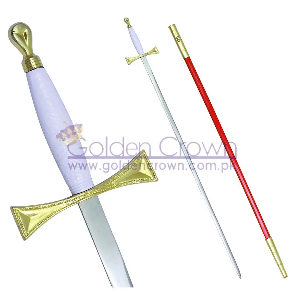 Espada masónica al por mayor con empuñadura de oro blanco y vaina roja 35 34 | Proveedor de espada Masonic Regalia