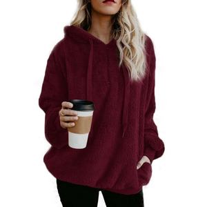Wnab International Fuzzy Plus Size <b>Women</b> Winter Fluffy Fur Sweatshirt Hoodie Jumper <b>Cardigan</b> <b>Hooded</b> Tops Pullover - Product Image 2