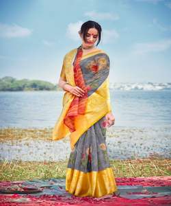 Banarasi soie saris fête porter mariage vêtement indien - Product Image 5