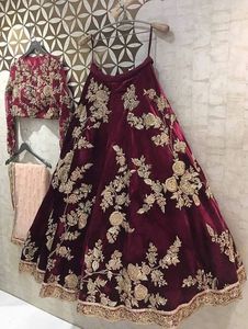 ELEGANT-Bridal-BEAUTIFUL---LEHENGA- with <b>TOP</b>---Dress with Embellished in crystal glass beads stone work for Wedding=2021 - Product Image 2