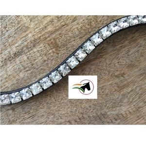 Banda para la Frente del Caballo de Cristal Transparente de 8 mm con Cierre de Gancho y Bucle de Cambio Rápido, Banda de Brida de Cuero Premium para Carreras Inglesas, Equipo Ecuestre - Product Image 1