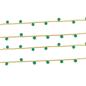 4mm Round Emerald Faceted Brass Jewelry Making Components Fancy Bezel Chain for Necklace/<b>Bracelet</b> Gemstone Jewelry - Product Image 1