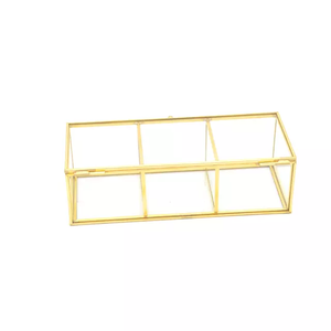 Boîte de rangement en verre et laiton, couleur or, pour bijoux, organisateur - Product Image 1