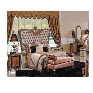 Muebles de dormitorio de lujo de tamaño grande, conjunto de dormitorio europeo de alta calidad, tallado en oro, cabecero alto, conjunto de dormitorio - Product Image 1