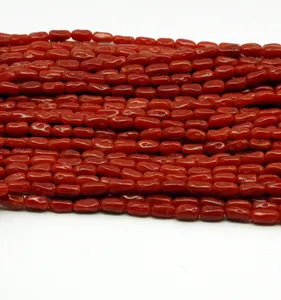 100% natural 3mm tube strand red coral necklace