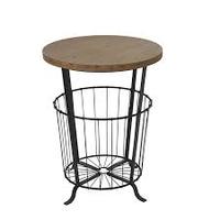 Table en métal noir de style moderne avec dessus en bois et espace de rangement décorative pour la maison de luxe, le salon et la cuisine.