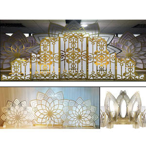 Toile de fond de mariage de luxe dorée Monet, toile de fond moderne en acrylique doré pour mariage, nouveau motif, toile de fond de mariage dorée Monet USA - Product Image 1