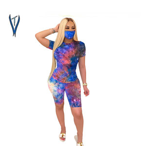 Custom Women Summer Trackuits Polyester Quick Dry Breathable Casual Rib <b>Tie</b> <b>Dye</b> Print Heat Transfer Logo Design Tersica Midi - Product Image 5