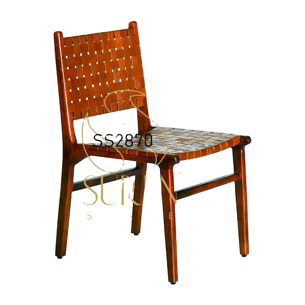 Indian Morden Restaurant Design wooden Leather Handcrafted Chair