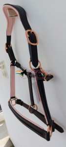 Halters de selle anglais de l'Inde COLLIER DE LUXE AVEC CANAL VIDE SUR LE NEZ ET MORCEAU DE JOUES AVEC REMBOURRAGE ROSE - Product Image 3