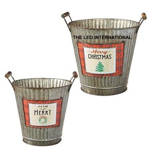 Best Seller Christmas Occasion Silver Plated With Handles Bucket & Other Storage Items Set of 2 Supplies - Product Image 4