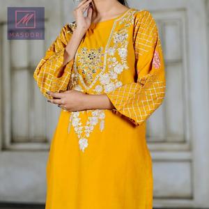 Kurti Indio Moderno para Fiesta, Hecho a Mano con Hilo, para Mujer, 5 Colores, Algodón Premium, Colección 2025, Masoori - Product Image 5