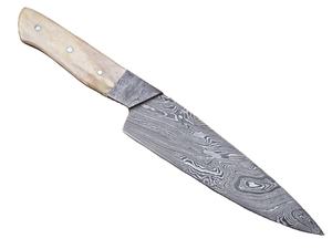 Damascus Steel Chef <b>Knife</b> With Stainless Steel Wood <b>Handle</b> and Carbon Blade Kitchen <b>Boning</b> and Cutting Tool With Sheath - Product Image 2