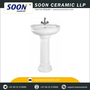 Lavabo en céramique, pour le lavage des mains, sur socle, vêtements hygiéniques - Product Image 4