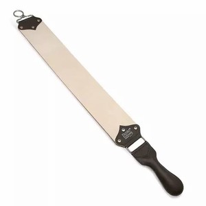 Maquinilla de afeitar profesional, negra, para salón de barbería, corte recto, con correa de cuero - Product Image 4