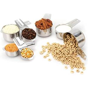 Ensemble de 4 tasses à mesurer en acier inoxydable avec marquages gravés Parfait pour les tâches de cuisson et de cuisson précises Bien fini - Product Image 6