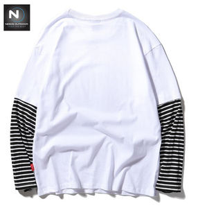 เสื้อยืดผ้าฝ้ายคอกลมแขนยาวสองชั้นสำหรับผู้ชาย,เสื้อทรงหลวมสไตล์ฮิปฮอปสำหรับใส่กลางแจ้ง - Product Image 2