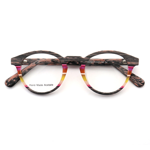 Wholesale Women Acetate Optical Eyeglasses <strong>Frame</strong> Rx Eyewear K9233 Round Glass <strong>Frame</strong> Imitate Wood Men Customize Logo Blue <strong>Brown</strong> - Product Image 2