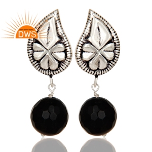 Pendientes de Perlas de Ónix Negro, Proveedores de Pendientes de Latón Plateado Oxidado, Joyería de Moda, Colección Clásica - Product Image 2
