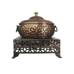 Chauffe-plats pour buffet plaqué or brillant Récipient pour aliments Équipement alimentaire Pot de buffet Plat de service en laiton Récipient en bois - Product Image 5