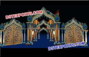 เสาไฟเบอร์สำหรับงานแต่งงานประตูเสาไม้มาเลเซียตกแต่งธีมช้างแต่งงานประตูงาช้างแกรนด์งานแต่งงาน - Product Image 5