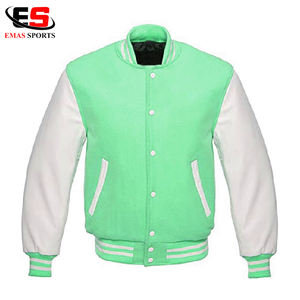 Chaquetas universitarias de calidad superior para hombre, manga con dobladillo acanalado liso, puños, cuello, cierre de botón a presión, cierre de botón a presión para mujer - Product Image 4