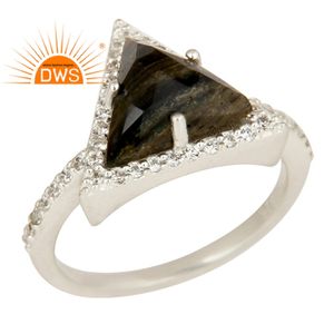 Bague Statement en Zircon Blanc, Fournisseur de Bijoux, Argent Sterling 925 Massif, Jaspe Zèbre, Bijoux Personnalisés - Product Image 1