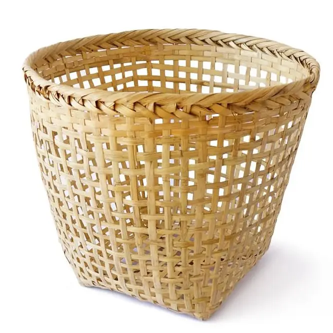 Loose weave minimalistic handmade bamboo fruit basket sustainable cheap price woven bamboo basket