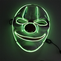 Masque de Clown pour Halloween, avec Led, fil lumineux fluo, Flexible, lumière froide, pour carnaval, clé tendance, fournitures de fête