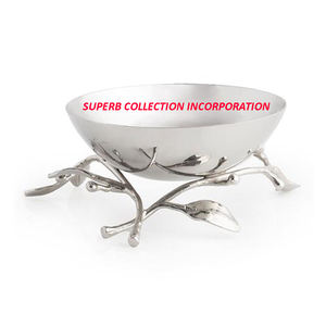 Cuencos decorativos de Metal personalizados, cuencos de plata brillante con soporte de latón plateado, superventas y de alta calidad - Product Image 1
