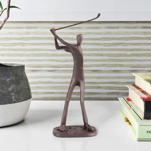 गर्म बेच नई डिजाइन एल्यूमीनियम भूरे गोल्फ खिलाड़ी टेबलटॉप मूर्तिकला धातु मूर्तिकला घर होटल के लिए थोक दर में Tabletop