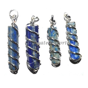 Pendentifs d'enveloppe de pierre de crayon Lapis Lazuli d'agate Export Pierre semi-précieuse Artisanat - Product Image 1