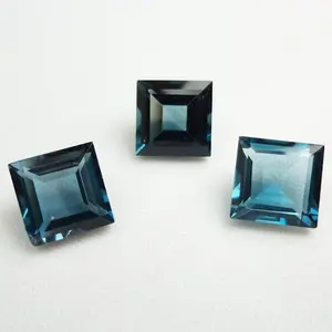 "7mm quadrado corte natural londres azul topaz", atacado, preço de fábrica de alta qualidade facetado solto pedra preciosa por carat