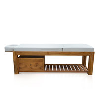 Lit de massage en bois massif, couleur teck naturel, 1 pièce