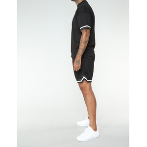 ชุดกีฬาสำหรับผู้ชาย,ชุดวอร์มผ้าโพลีเอสเตอร์ระบายอากาศได้ดีสีดำ - Product Image 4