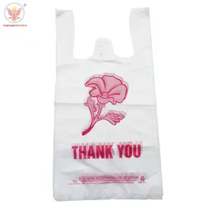 Custom Printing Bags Side Gusset T-shirt Bags, Vest Handle Thank You Plastic Bags Manufacturing Company in Vietnam