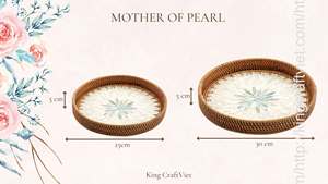 Vietnam Écologique Rond Incrustation Rotin Plateau De Service Mosaïque Plateau De Service Décoratif Plateau De Nourriture En Bambou À La Main À Manger Panier De Fruits - Product Image 4