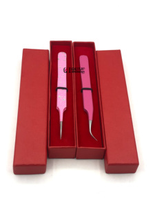 แหนบสำหรับต่อขนตาแบบโค้งสแตนเลสเคลือบผงสีชมพูตรงใหม่มืออาชีพมืออาชีพเครื่องมือความงาม - Product Image 3